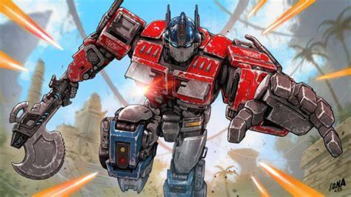 Optimus charging into battle in one of the most heroic moments in the Transformers movies