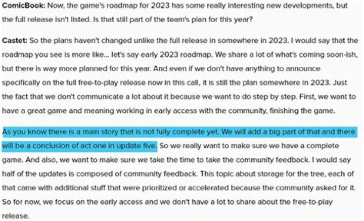 "Update Will Add Conclusion to the Story"